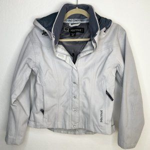 Marmot Women's Grey Pearl Snap Hooded Ski Jacket S